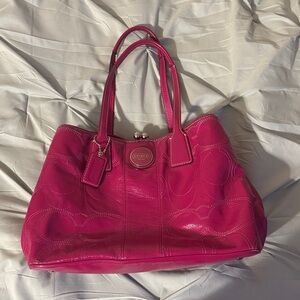 Coach Pink Leather Tote Bag